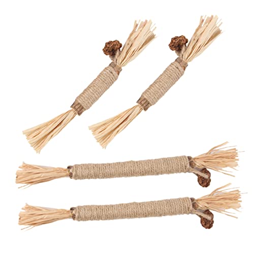 Gatuida 4 Stück Teiliges Katzenspielzeug aus Holz Langlebige Kausticks für Indoor Katzen Natürliche Zahnpflege Interaktives Katzenminze Fördert Aktivität und Gesundheit von Gatuida