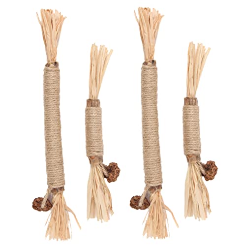 Gatuida 4 Stück Teiliges Katzenspielzeug aus Robustem Holz mit Natürlicher Katzenminze für Kätzchen Zahnpflege und Spielspaß Leichtes Interaktives Kaustäbchen Zubehör für Kleine Katzen von Gatuida