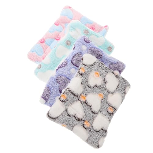 Gatuida 4 Stück Teiliges Kleintier Schlafpad aus Weichem Korallfleece Dicke Wärmeunterlage für Meerschweinchen Hamster Kaninchen und Chinchillas rutschfest Vielseitig für Kalte Wintertage von Gatuida