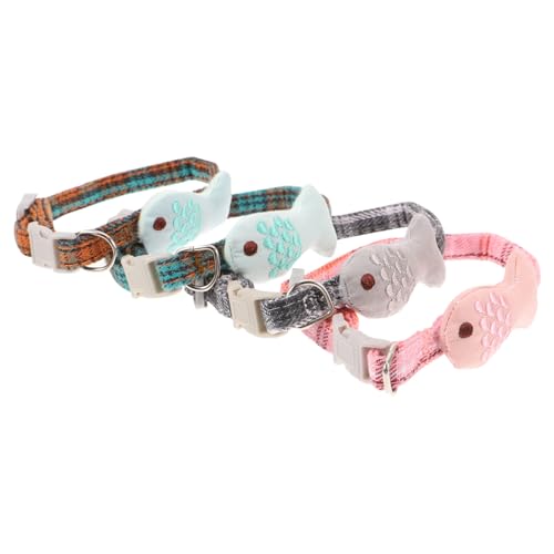 Gatuida 4 Stück Teiliges Verstellbares Katzenhalsband Set mit Fisch und Gitterdesign Langlebiges und Sicheres Haustierhalsband Praktisch für Verschiedene Katzenoutfits für Katzenliebhaber von Gatuida