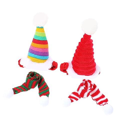 Gatuida 4 Stück Teiliges Weihnachtsmützen und Schals für Kleine Haustiere Material Bequemes Tragen Geeignet für Kaninchen Hamster Chinchilla Dekoratives Festzubehör für Weihnachten von Gatuida