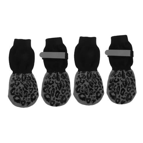 Gatuida 4 Stück rutschfeste Haustiersocken für Glatte Böden zur Vermeidung von Pfotenlecken Einfache Handhabung für Mittelgroße und Große mit Leopardenmuster von Gatuida
