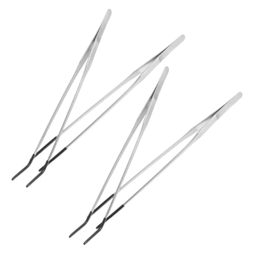 Gatuida 4 Stücke Gerade und Gebogene Tweezers für Aquarium und Terrarium Präzises Füttern von Echsen und Anderen Kleinen Tieren von Gatuida