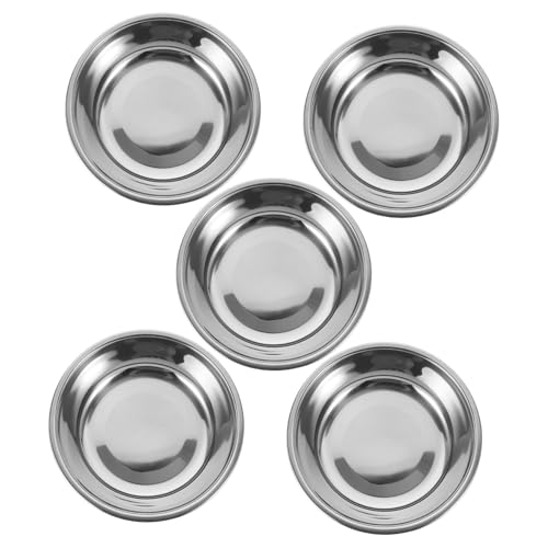 Gatuida 5 Stück Runder Futternapf für Katzen aus Edelstahl Futternäpfe für Katzen Schlüssel pet Water Bowl pet Food Container Haustiernapf aus Edelstahl Hundenapf für den Haushalt Silver von Gatuida