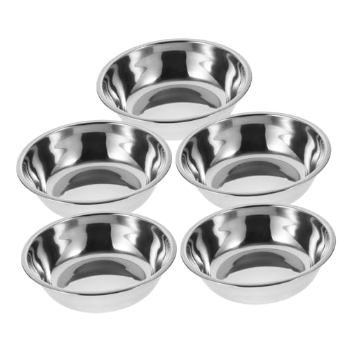 Gatuida 5 Stück Runder Futternapf für Katzen aus Edelstahl Schüssel Container Katzennäpfe groß pet Water Bowl Easy putz Behälter für Hundefutter hundefutterspender Rostfreier Stahl Silver von Gatuida