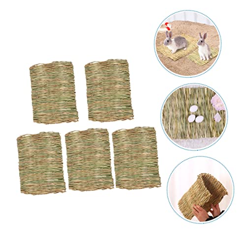 Gatuida 5 Stück Teiliges Natürliche Grasmatte für Kaninchen und Kleintiere Handgewebte Weiche Strohmatte als Nest und Kauspielzeug Schadstofffrei Langlebig und Komfortabel für Hamster von Gatuida