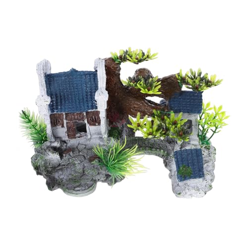 Gatuida Aquarium Deko Resin Haus Hideout Fisch Versteck Kreative Dekoration Streudeko für Fische Garnelen Aquarien Zubehör Langlebig und Pflegeleicht von Gatuida