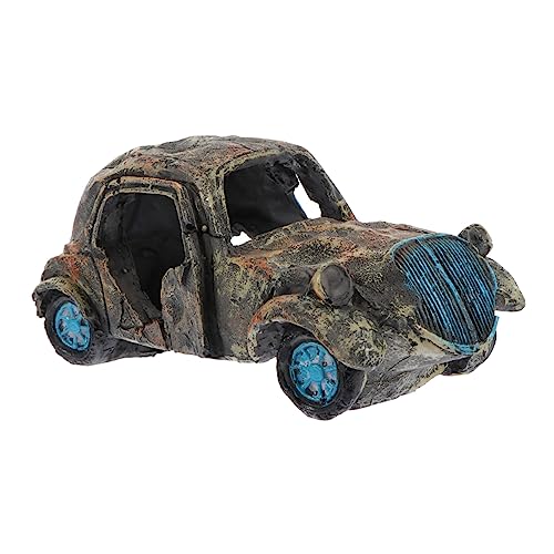 Gatuida Aquarium Dekoration Auto Wrackform Harz Ornament Für Fischtank Fischversteck Für Aquarien Und Wasserlebewesen von Gatuida