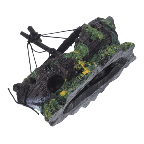 Gatuida Aquarium Schiffswrack Deko aus Resin Authentisches Piratenschiff Ornament Sicheres Fischaussteck-versteck Dekorativ für Fischbecken und Aquarium Einzigartiges Wasserspielzeug von Gatuida