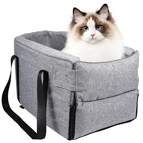 Gatuida Auto Haustierbett Sitzerhöhung Für Haustiere Autositze Für Hunde Hundeautositz Für Mittelgroße Hunde Konsolen-autositz Für Haustiere Welpen-Booster Netz Dark Grey Stoff von Gatuida
