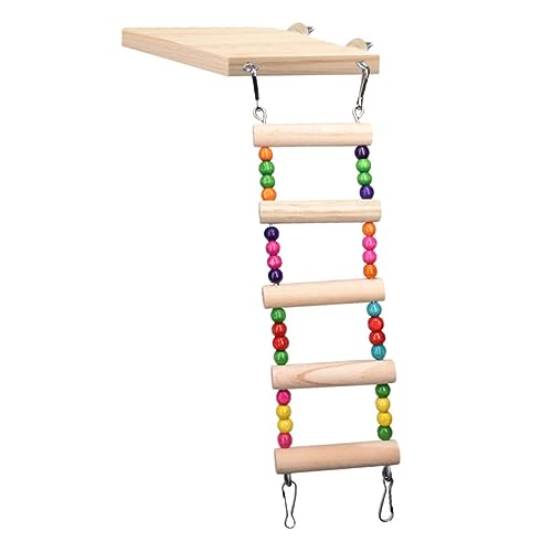 Gatuida Bunte Papageien Kletterleiter aus Holz mit Schaukel Vogelspielzeug für Training und Beschäftigung Stabiler Spielplatz für Wellensittiche und Kleine Vögel zur Gesundheitsförderung von Gatuida