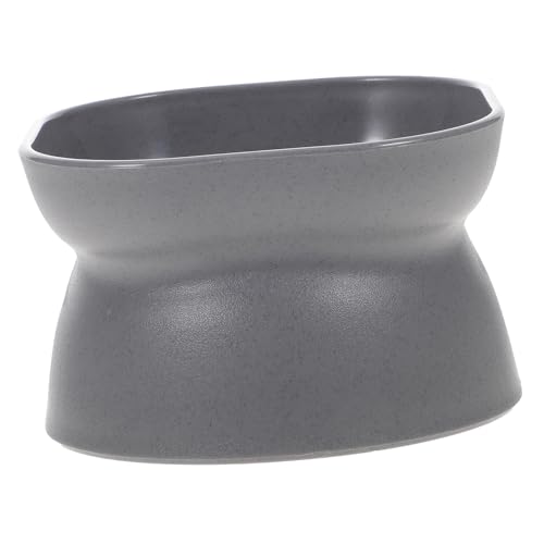 Gatuida Erhöhter Katzennapf mit Neigung Doppelseitig Verwendbar rutschfeste Basis Stabile Futter Wasserschale aus Langlebigem Kunststoff Fassungsvermögen Groß und Flach Dunkelgrau von Gatuida