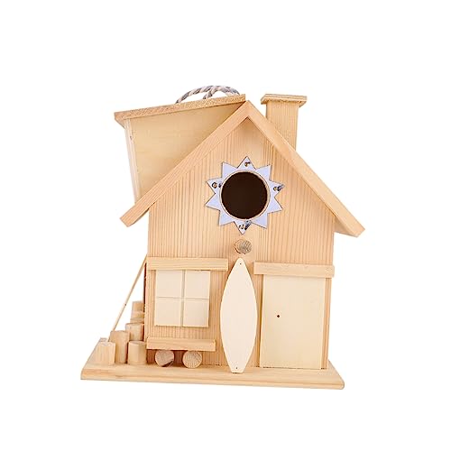 Gatuida Hängendes Vogelhaus Aus Holz Natürliches Vogelhäuschen Für Kleine Und Funktional Für Garten Und Terrasse von Gatuida