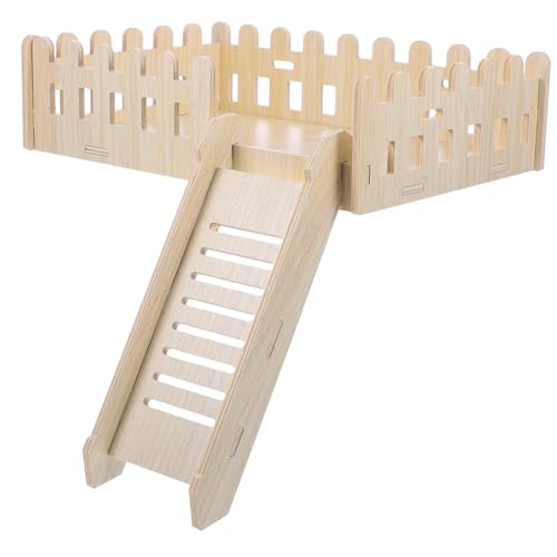 Gatuida Hamster Holz Plattform mit Leiter Beißfestes Kletterspielzeug für Kleintiere Holzplattform für Hamsterkäfig Ruhe Spielplatz Zubehör für Meerschweinchen und Rennmäuse von Gatuida