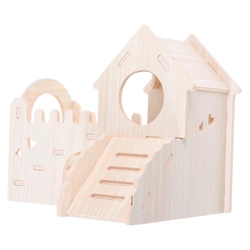 Gatuida Hamster Holzhaus Schlafhaus Mit Stufen Holz Hamster Mäuse Käfig Habitatdekor Für Mausmäuse Ratte Kleine Tiere von Gatuida