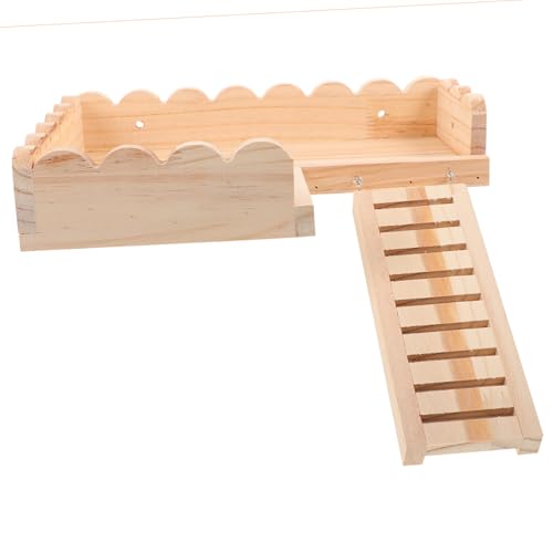Gatuida Hamster Holzplattform Stabile Mehrstöckige Basis für Kleintiere Langlebiges Naturholz Spielplatz für Hamster Meerschweinchen Rennmäuse Einfache Großes Braunes Fundament von Gatuida