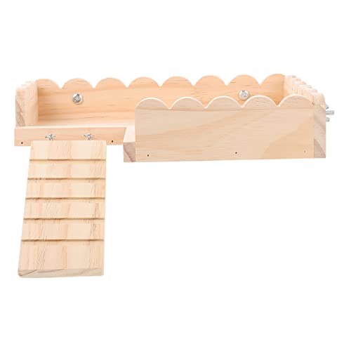 Gatuida Hamster Holzspielzeug Kletterplattform mit Leiter Natürliche Holzleiter für Meerschweinchen Käfig Zubehör Einfach zu Montierende Aktivitätsplattform für Kleine Nager von Gatuida