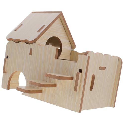 Gatuida Hamsterhaus aus Naturholz mit Wellenleiter Multifunktionales und Nest für Hamster und Meerschweinchen Langlebig Sicher für Schlaf Spielbereich Kleine von Gatuida