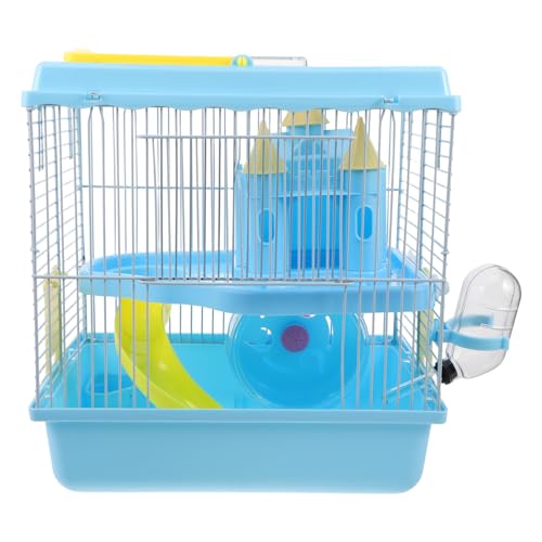 Gatuida Hamsterkäfig aus Kunststoff, tragbar, für unterwegs, mit Laufrad, Rutsche, Wasserflasche, Futternapf, 2 Schichten, Lebensraum für Mäuse, Rennmäuse, Kleintierbedarf von Gatuida