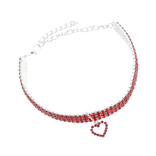 Gatuida Haustier Hundehalsband mit Herz Anhänger Verstellbare Glitzernde Kette für Kleine Hunde und Katzen für Partys und Besondere Anlässe von Gatuida