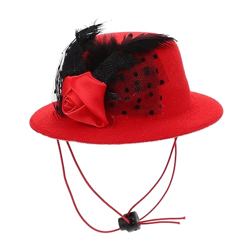 Gatuida Haustier Hut Welpe Schwarz für Bausatz klein tiermütze hundefressnäpfe Haustierfotografie katzenmützen Tierhut Kätzchen-Accessoire zarter Katzenhut Haushaltskatze Melone Denim rot von Gatuida
