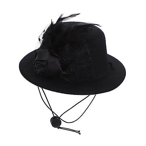 Gatuida Haustier Hut tiermütze hundefressnäpfe Haustierhut katzenmütze Rand Stroh große hundemütze für rosa hundemütze Welpe zarter Katzenhut Haushaltshundemütze Denim Black von Gatuida