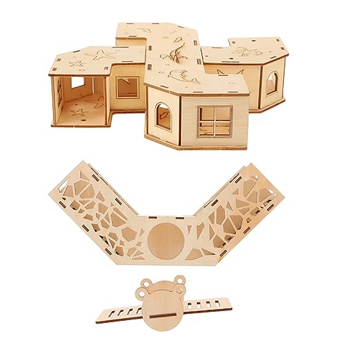 Gatuida Holz Hamster Tunnel Labyrinth mit Wippe Teiliges für Kleine Haustiere Sicher und Unterhaltsam Fördert Aktivität und Entspannung von Gatuida