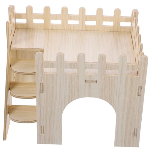 Gatuida Holz Versteckhaus für Kleintiere mit Leiter Robustes Nagetier Haus für Hamster Meerschweinchen Eichhörnchen und Igel Langlebiges Vielseitiges Rückzugsgebiet für Käfig und von Gatuida