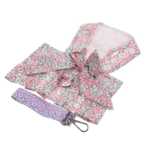 Gatuida Hundegeschirr Set mit Verstellbarer Leine für Kleine Haustiere Leichtes Komfortables Brustgeschirr mit Floralem Design Strapazierfähige Leine für Spaziergänge und Outdoor von Gatuida