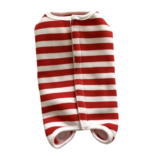 Gatuida Hundekastrationsanzug Gestreift Weicher Fleece Overall mit Knopfdesign Schnittiger Ganzkörper Schutzanzug für Welpen und Hunde Fördert Wundheilung und Verhindert Lecken nach von Gatuida