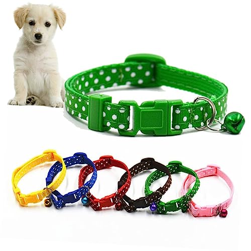 Gatuida Katzen Und Hundehalsband Mit Glocke Im Dots Grün Verstellbar Für Kleine Und Katzen Sicherer Verschluss Stilvolles Accessoire von Gatuida
