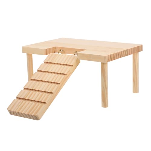 Gatuida Kleintier Spielplattform aus Holz mit Treppe Hamsterkäfig Zubehör für Meerschweinchen Innovative Struktur für Sicheren von Gatuida