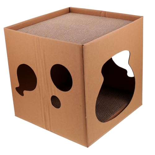 Gatuida Kratzhaus aus Robustem Wellpapp karton Doppelseitiges Katzenhaus Stabile Kratzbox für Katzen zum Krallenpflege Klettern und Ausruhen Schützt Möbel vor Kratzspuren von Gatuida