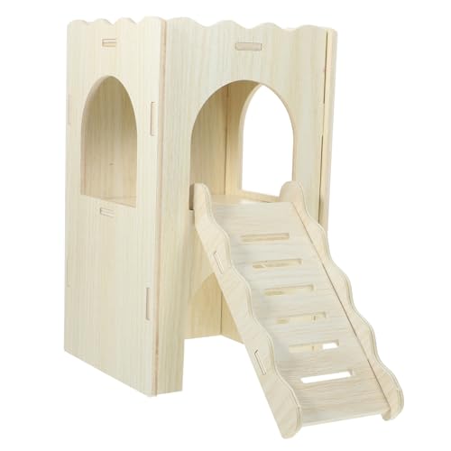 Gatuida Mehrkammer Holzhaus für Hamster und Meerschweinchen Stabile mit Rampe Vielseitiges Versteck Spielplatz und Rückzugsort Langlebiges Kleintier für Käfig und Freigehege von Gatuida