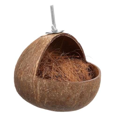 Gatuida Natürlicher Kokosnussschalen Vogel Nest für Papageien Hängendes Vogelhaus Schlafnest für Garten und Käfig für Wellensittiche und Nymphensittiche Design von Gatuida