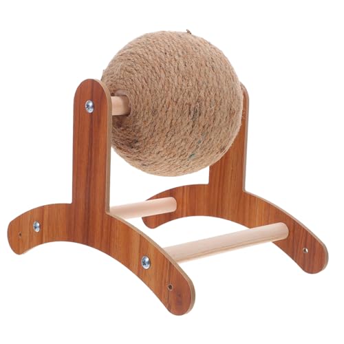 Gatuida Natürlicher Sisal Kratzball mit Stabilem Holzständer Interaktives Katzenspielzeug zur Krallenpflege und Beschäftigung für Katzen Kätzchen Hunde und Kaninchen Kleine für Drinnen von Gatuida