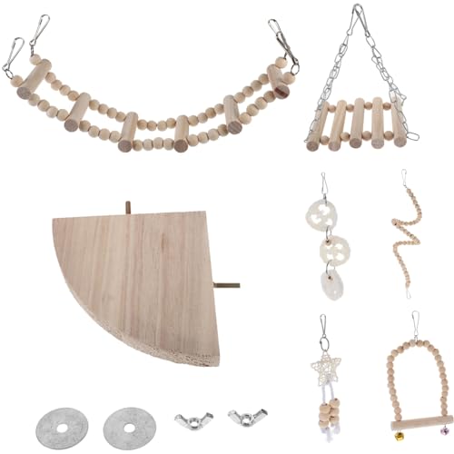 Gatuida Natürliches Papageienspielzeug aus Holz und Seil Teiliges Set mit Schaukel und Kauspielzeug Sicher und für Große Vögel Einfach im Käfig Aufzuhängen Fördert Beschäftigung und von Gatuida