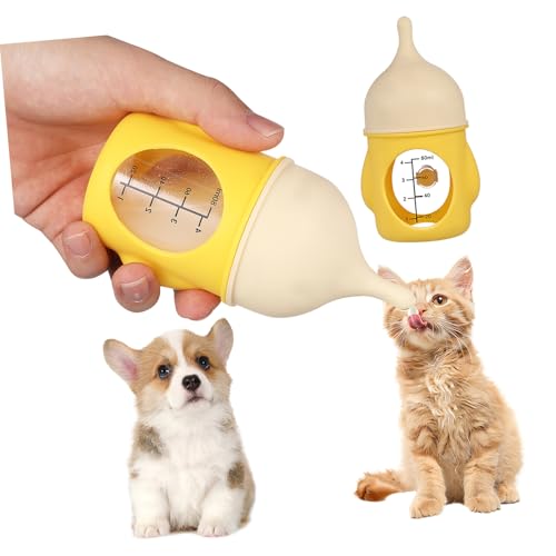 Gatuida Pet Aufzuchtflasche für Neugeborene Ergonomische Flasche mit Weichem Nippel zu Reinigen für Welpen und Kätzchen Transparente zur Genauen Messung von Gatuida