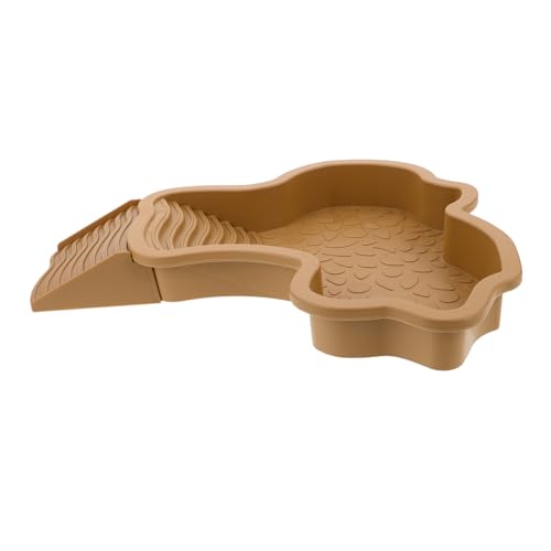 Gatuida Pet Turtle Badewanne Schildkröten-Badewanne Reptilien-Badebecken Futternapf für Reptilien große Plattform zum Sonnenbaden für Schildkröten Schildkrötenversorgungen Plastik Khaki von Gatuida