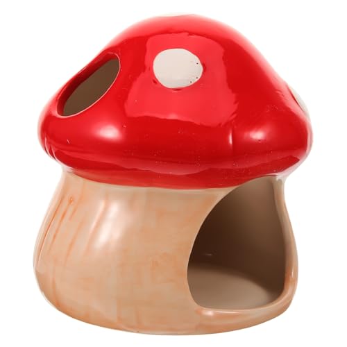Gatuida Keramik Hamsterhaus Pilzform Versteck Kleintier Nest Dekoration Kühlung Spielplatz Für Hamster Mäuse Zwerghamster von Gatuida