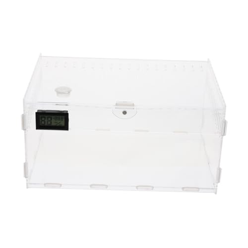 Gatuida Professionelle Transparente Reptilienbox aus Kunststoff mit Temperatur und Feuchtigkeitsmesser Vielseitiger Terrarium Käfig für Schlangen Eidechsen und Kleine Haustiere Belüftet von Gatuida