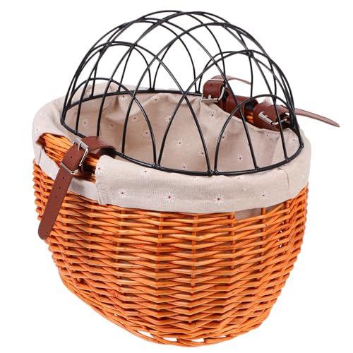 Gatuida Rattan Fahrradkorb Vorne mit Abnehmbarem Innenfutter Großer Kapazität Stabiler Weidenkorb für Haustiere Katzen Hunde und Einkäufe Praktischer Fahrrad Pannierkorb Zufällige Farbe von Gatuida
