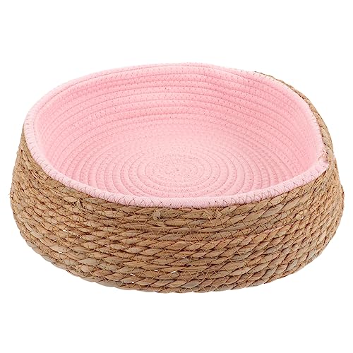Gatuida Rattan Haustierbett Hundekäfig Katzen Hundebett Kissen Gewebtes Haustiernest Hundematten Hunde Seegras Haustierbett Haustier Schlafunterlage Haustiere Welpenmatte von Gatuida