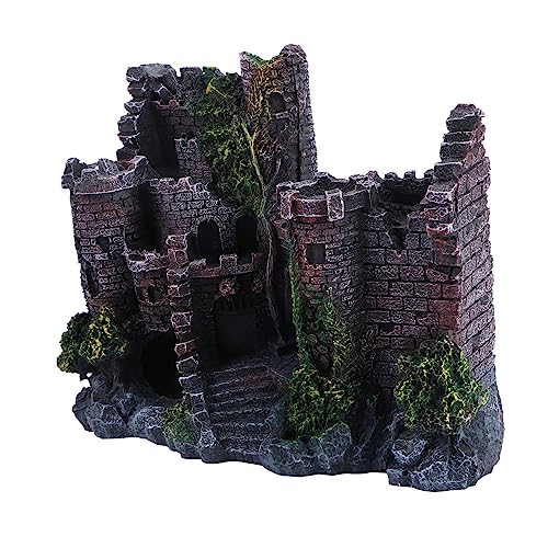 Gatuida Resin Aquarium Decoration Antikes Castle Ornament für Fischtanks für Fische und Garnelen Einfache Lebendige Farben Versteckmöglichkeiten von Gatuida