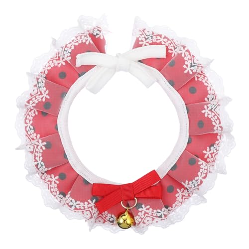 Gatuida Rotes Katzenhalsband mit Spitzen Bowknot und Glocke Verstellbares Schmuck Halsband für Haustiere Party Festtagskostüm Geeignet für Katzen und Kätzchen von Gatuida