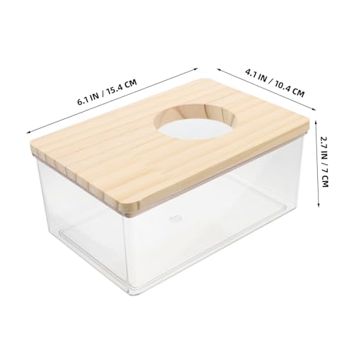 Gatuida Transparente Hamster Sandbad Box mit Holzrahmen Kleintier Badehaus für Hamster Rennmaus und Gerbil Praktisches Sandbad Zubehör für Kleines Haustiergehege Komfortables Badvergnügen von Gatuida