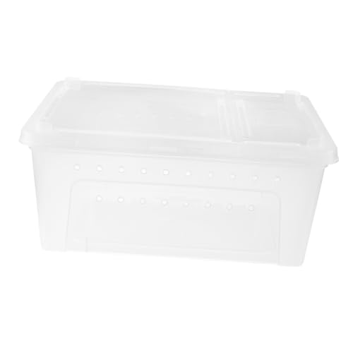 Gatuida Transparente Kunststoff Reptilienbox aus PP mit Fütterungstür und Lüftungslöchern Transportable Aufzuchtbox für Spinnen Skorpione Geckos Schlangen und Schildkröten Weiß Langlebig von Gatuida