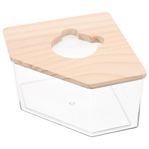 Gatuida Transparenter Hamster Sandbad Behälter aus mit Stabilem Holzdeckel Langlebige Sandbadbox für Hamster Mäuse Rennmäuse und Chinchillas Kleines Haustier Badezimmer von Gatuida