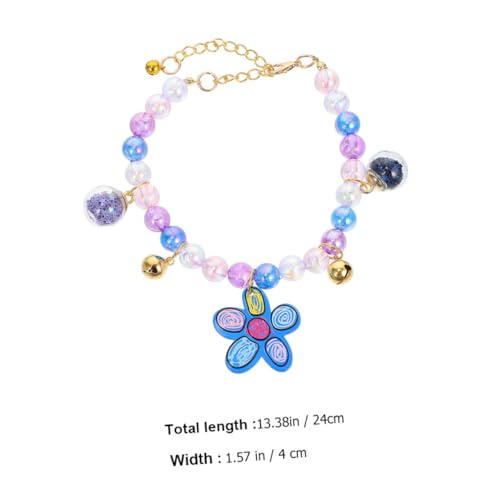 Gatuida Verstellbares Perlen hundehalsband mit Blauem Blumenmuster Zierliches Haustierhalsband für Welpen und Katzen Hautfreundlich Langlebig Modisches Haustier Accessoire von Gatuida