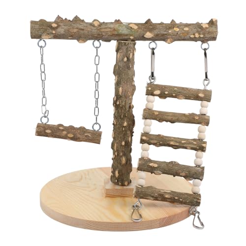 Gatuida Vogel Holz Kletterleiter Spielplatz Mehrschichtiger Papageien Stand aus Naturholz für Klettern und Knabbern Bewegung und Koordination im Vogelkäfig von Gatuida